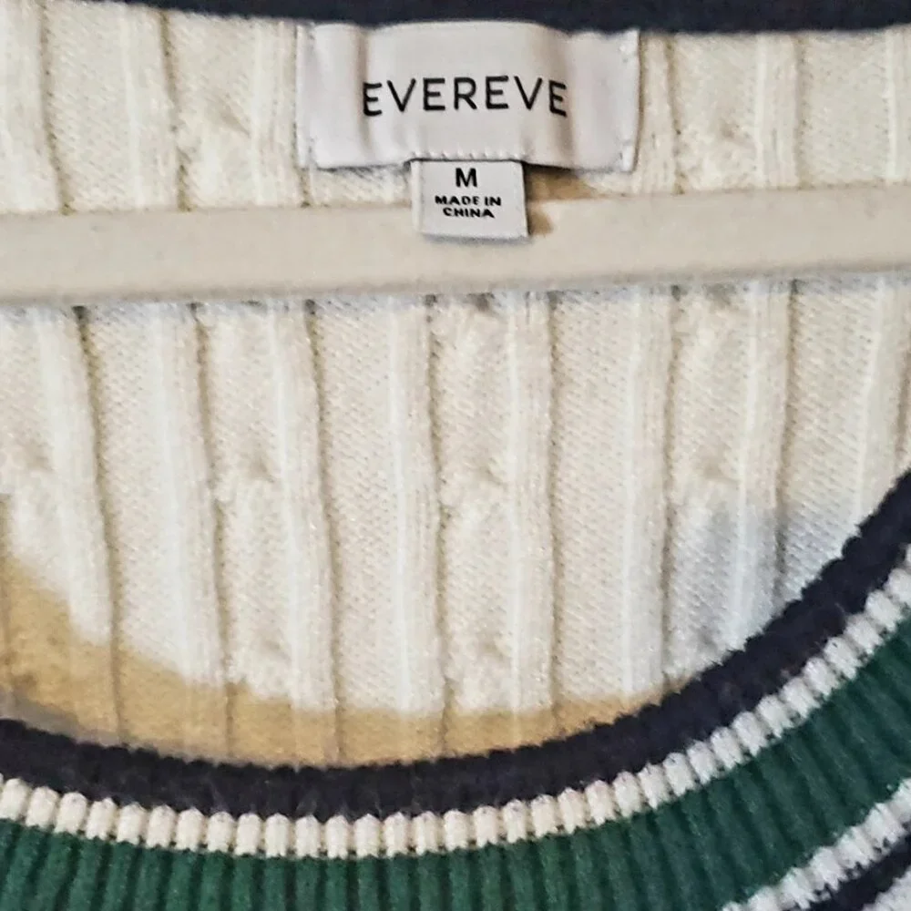 Evereve Cable Knit Scoop Neck Sweater Tennis Preppy Academia Size M